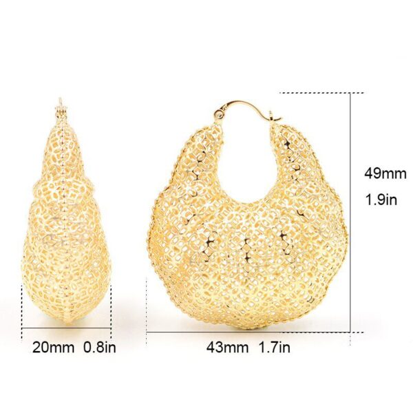 Women's Golden Mesh Hoop Earrings - Image 6