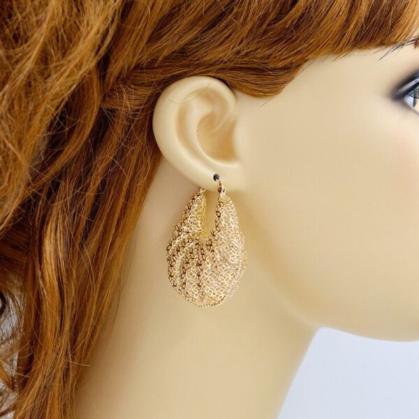 Women's Golden Mesh Hoop Earrings - Image 5