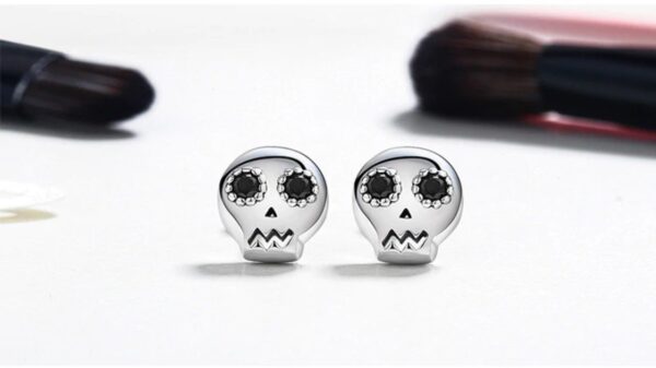 Women's 925 Sterling Silver Mexican Skull Earrings - Image 3