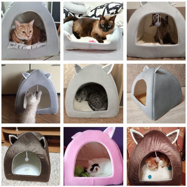 Foldable Cat Bed with Ball - Image 2