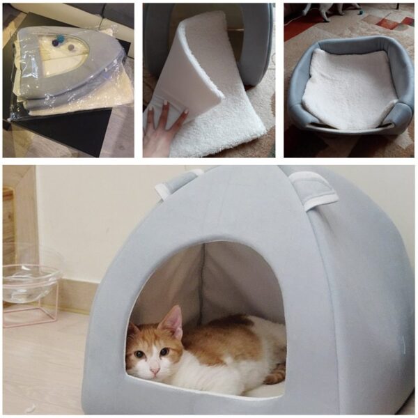 Foldable Cat Bed with Ball - Image 3