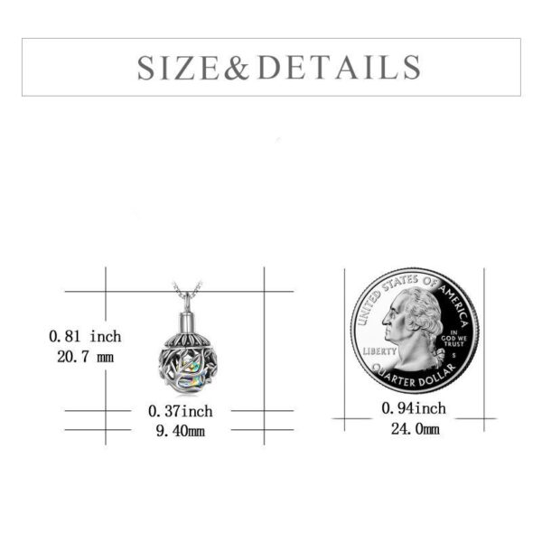 Sterling Silver Tree of Life Urn for Ashes Necklace with Aurora Borealis Crystal - Image 5