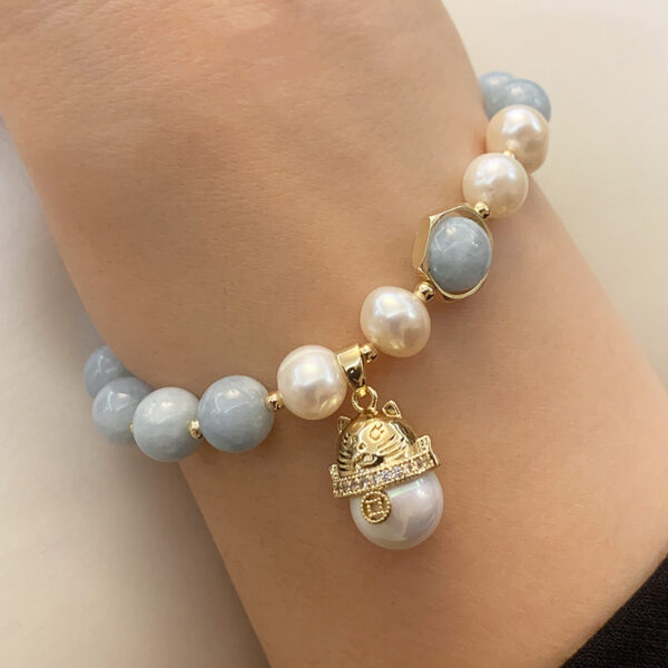 Freshwater Pearl Retro Transit Bracelet Lucky Cat Handmade Girl Hand Jewelry - Image 2