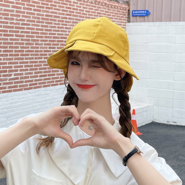 Flower Fisherman Hat Female Sweet And Cute Sunscreen Shade Student All-match Solid Color - Image 2