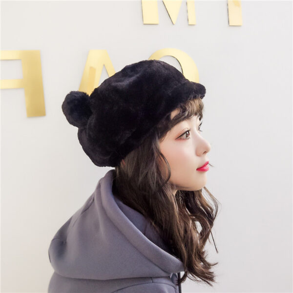 Winter Cute Soft Girl Fur Ball Plush Beret