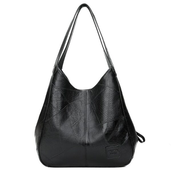 Women's Big Leather Handbag - Black, 28x12x30cm