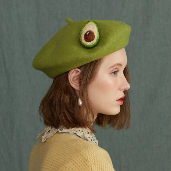 Autumn and winter wool felt beret bizarre fruit hat
