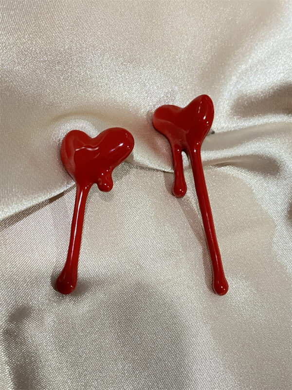 Spilled Blood Heart Earrings Enamel And Enamel - Image 3