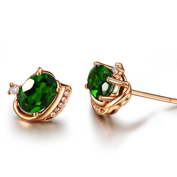 Emerald Treasure Stud Earrings Vintage Green Tourmaline Color Treasure Crystal Women's