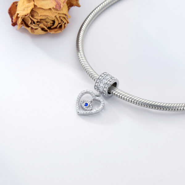 Evil Eye Charms in White Gold Plated Sterling Silver - Image 3