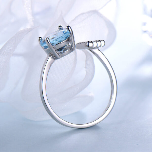 Adjustable Ring With Blue Topaz Gemstone Opening - Image 6