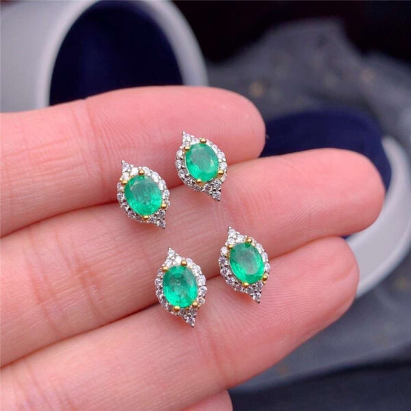 Natural Emerald S925 Silver Female Earrings - Image 5