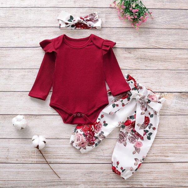 Baby Girl's Roses Printed Clothing Set