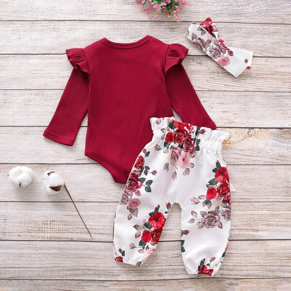 Baby Girl's Roses Printed Clothing Set - Image 2