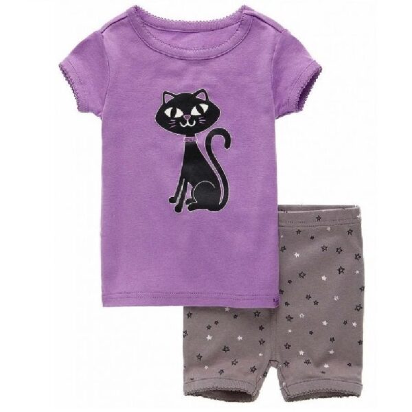 Baby Girl’s Summer Cat Printed Clothing Set