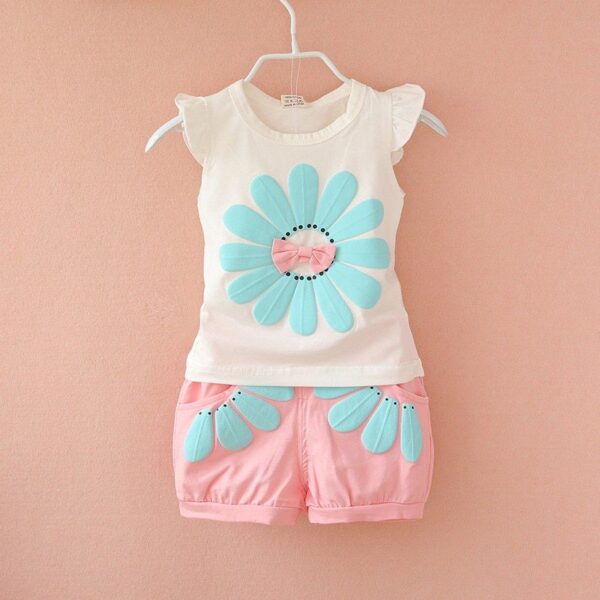 Baby Girl’s Summer Floral Printed Cotton Clothing Set - Image 4