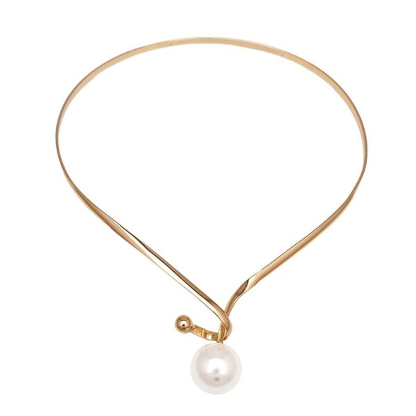 Women's Minimalistic Necklace Decorated with Pearl - Image 3