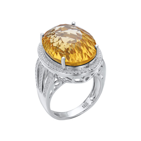 Light And Extravagant Wind Jewelry Large Denier Natural Citrine Ring S925 Silver Set Crystal - Image 6