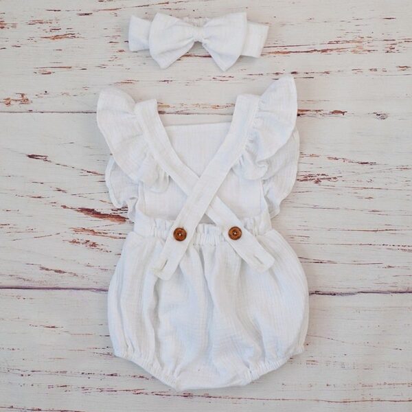 Cotton Romper and Headband with Bow - Image 3