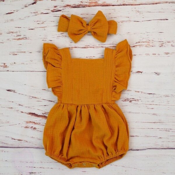 Cotton Romper and Headband with Bow