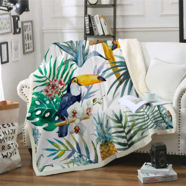 Tropical Print Plush Blanket