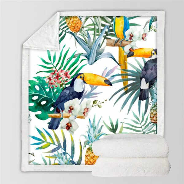 Tropical Print Plush Blanket - Image 2