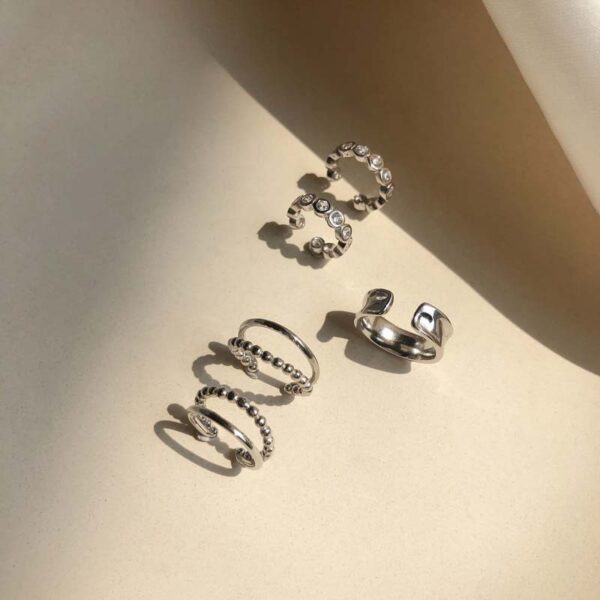 Explosion Style Tassel C-shaped Copper Zircon Ear Bone Clip 4 Pcs Butterfly - Image 2