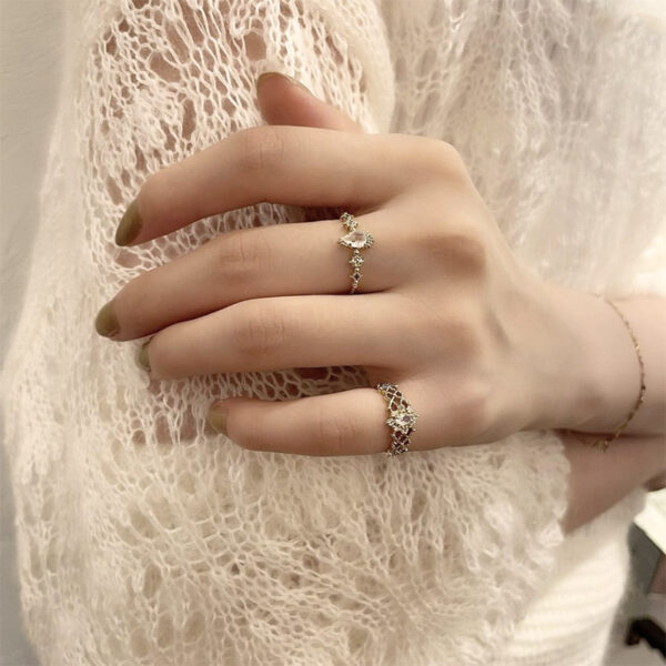 Silver Gold Plated Natural Blue Moonstone Ring - Image 2