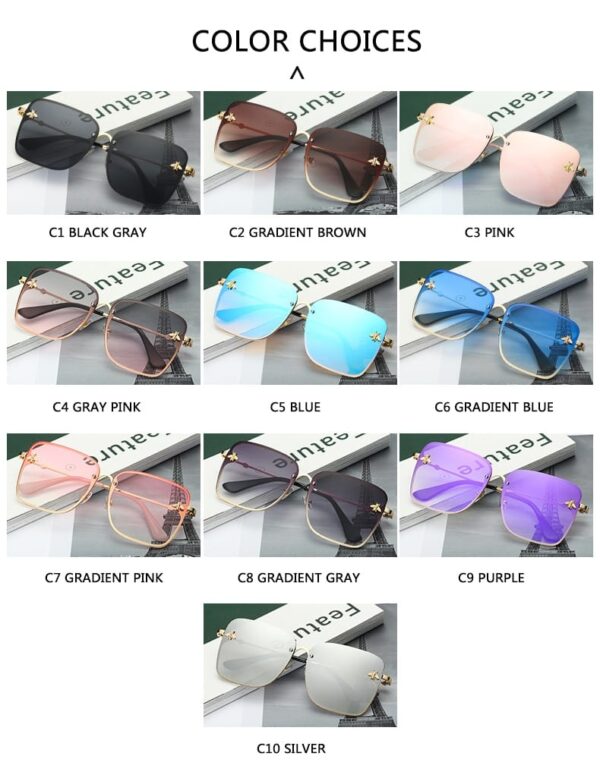 Oversized Rimless Square Shaped Sunglasses - Image 5