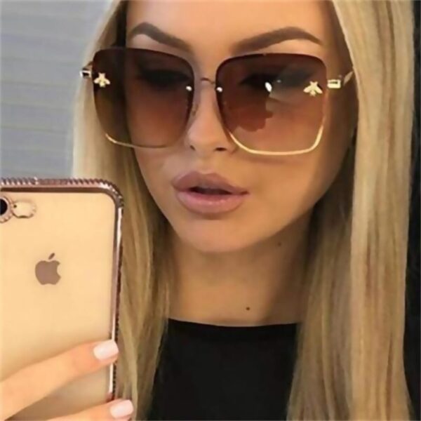 Oversized Rimless Square Shaped Sunglasses