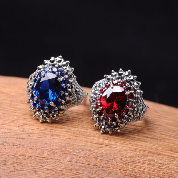 Women's Cut Pomegranate Red Ring - Image 5