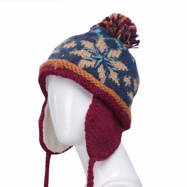 Thickened Warm Jacquard Wool Hat Pure Handmade - Image 2