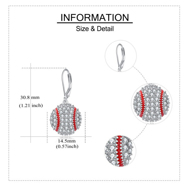 Sterling Silver Baseball Earrings Leverback Dangle Drop Earrings Sports Jewelry - Image 5