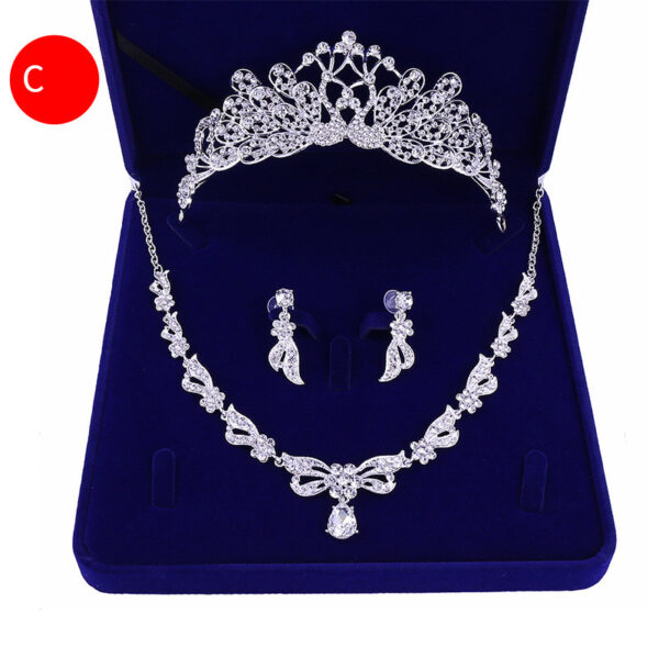 Bridal Headwear Crown Pearl Wedding Necklace Earrings Jewelry Set - Image 5