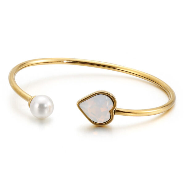 Japan And South Korea Small Jewelry Golden Pearl Love Glass Stone - Image 2