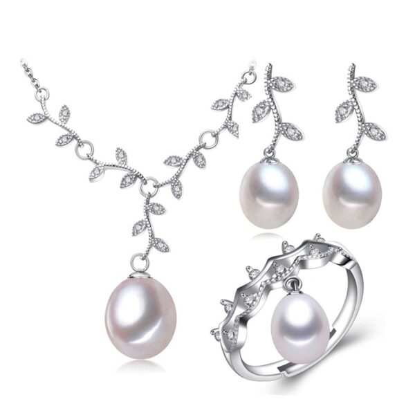 Magnificent 925 Silver Pearls Women's Jewelry 4 pcs Set