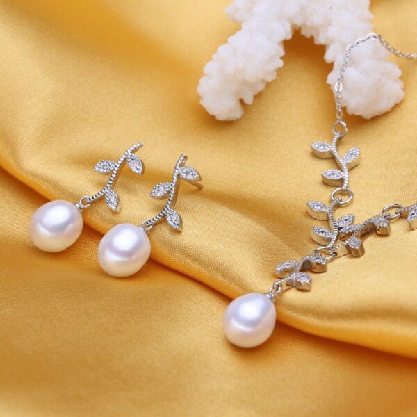 Magnificent 925 Silver Pearls Women's Jewelry 4 pcs Set - Image 7