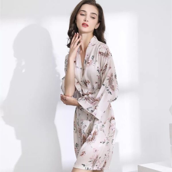 Women's Floral Printed Cotton Robe - Image 2