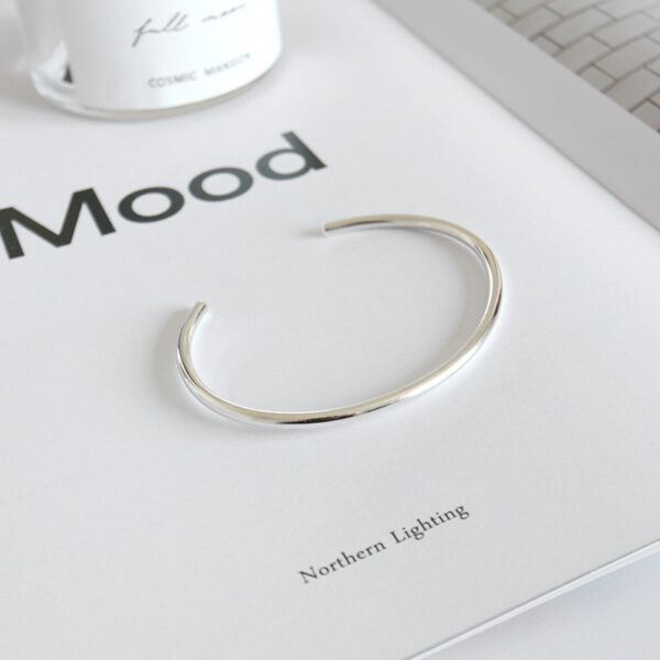 Simple Circle100% S925 sterling silver bangles - Image 2
