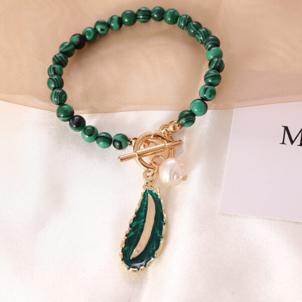 Personalized Retro Fashion Malachite Leaf Pearl Jewelry - Image 2