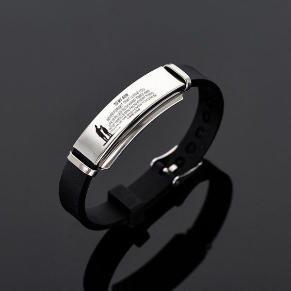 To My Son Daughter Painting Inspirational Stainless Steel Charms Adjustable Silicone Bracelet - Image 2
