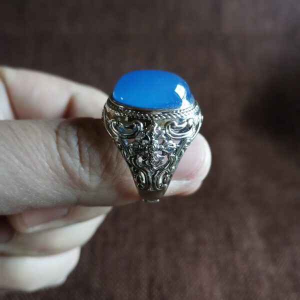 Chalcedony Gemstone Men's Ring Live Mouth - Image 4