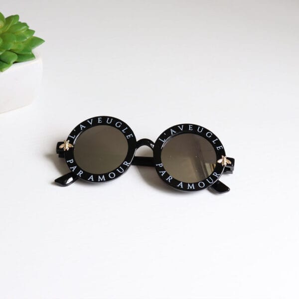 Girl's Summer Round Sunglasses with Letter Pattern - Image 5