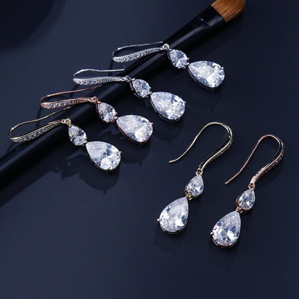 RAKOL Simple Long Exquisite Water Drop Zircon Female Simple Banquet All-match Earrings - Image 3