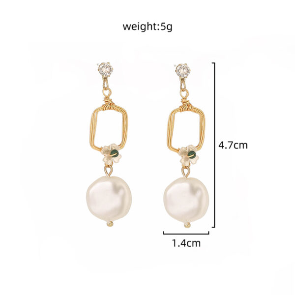 Elegant temperament ladies jewelry long geometric baroque pearl earrings earrings creative stitching earrings - Image 7