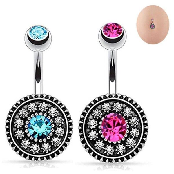 Belly Button Crystal Round Rings