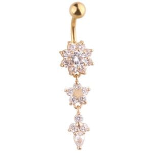 Belly Button Piercing Jewelry with Floral Designs - gold