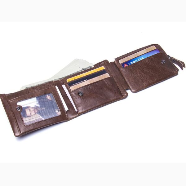 Men's Retro Leather Trifold Wallets - Image 6