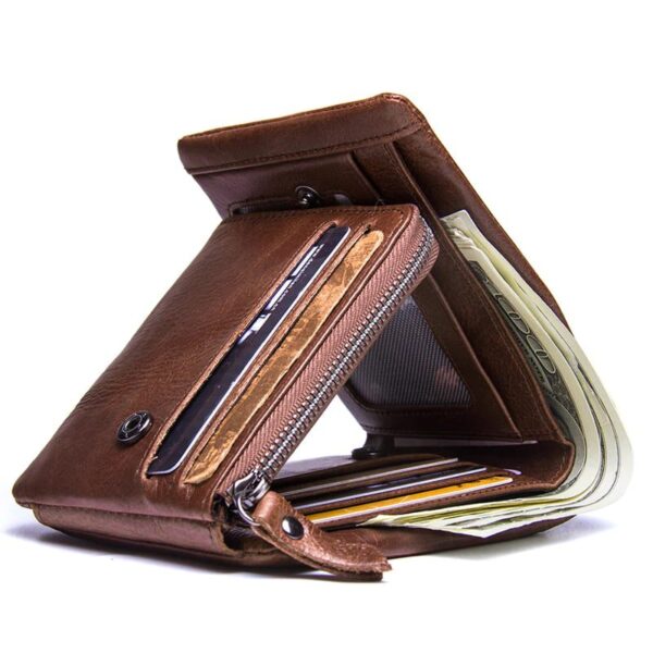 Men's Retro Leather Trifold Wallets - Image 2