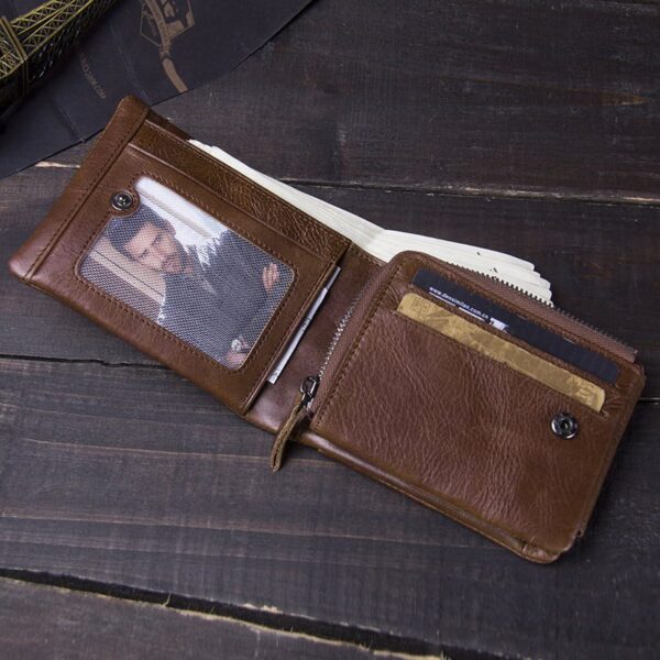 Men's Retro Leather Trifold Wallets - Image 7